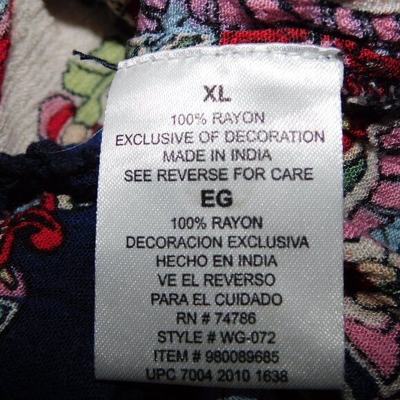 Bila Womens XL Rayon Cold Shoulder multicolour Short Sleeve Peasant Top Blouse - Picture 6 of 12